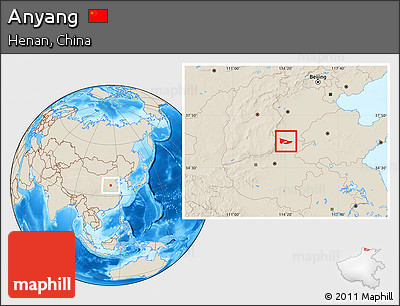 Shaded Relief Location Map of Anyang