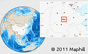 Shaded Relief Location Map of Anyang, highlighted country