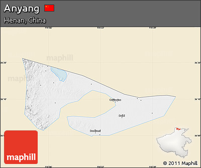 Classic Style Map of Anyang, single color outside