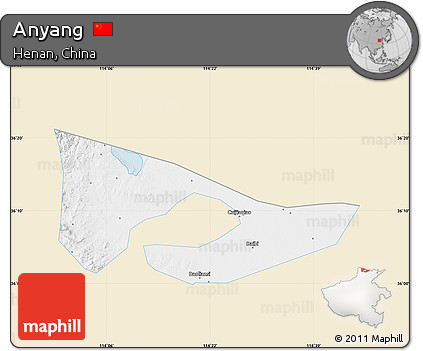 Classic Style Map of Anyang, single color outside