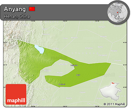 Physical Map of Anyang, lighten