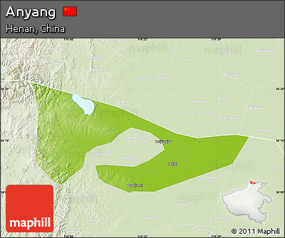 Physical Map of Anyang, lighten