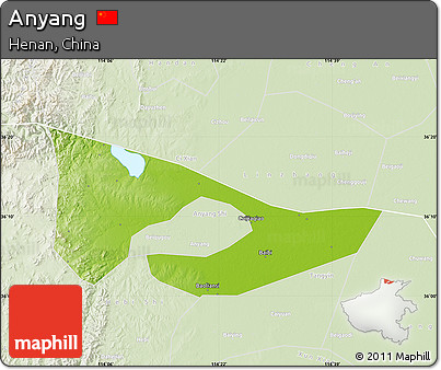 Physical Map of Anyang, lighten
