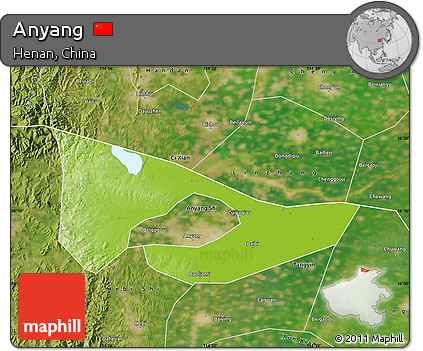 Physical Map of Anyang, satellite outside