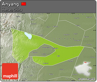Physical Map of Anyang, semi-desaturated