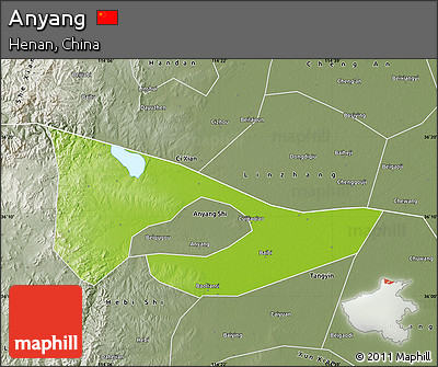Physical Map of Anyang, semi-desaturated