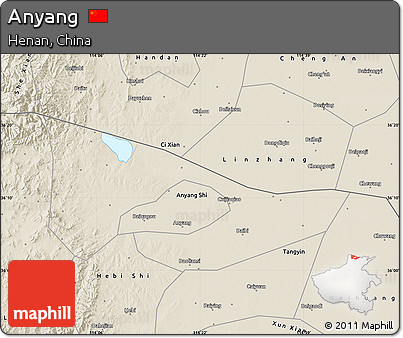 Shaded Relief Map of Anyang