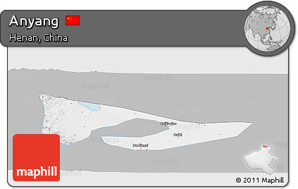Gray Panoramic Map of Anyang, single color outside