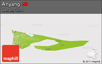 Physical Panoramic Map of Anyang, cropped outside