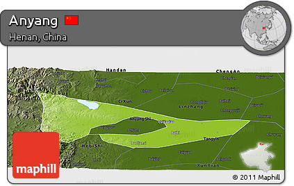 Physical Panoramic Map of Anyang, darken