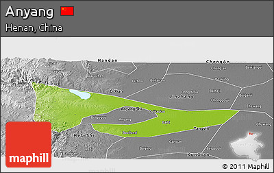 Physical Panoramic Map of Anyang, desaturated