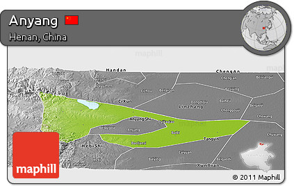 Physical Panoramic Map of Anyang, desaturated