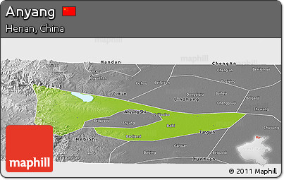 Physical Panoramic Map of Anyang, desaturated