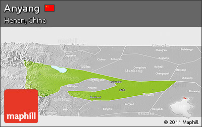 Physical Panoramic Map of Anyang, lighten, desaturated