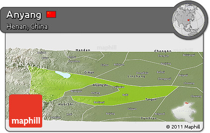 Physical Panoramic Map of Anyang, semi-desaturated