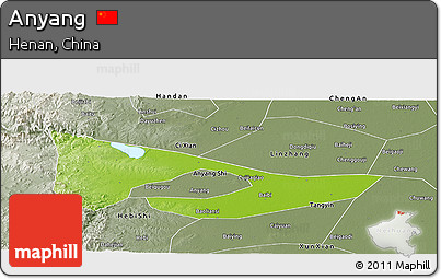 Physical Panoramic Map of Anyang, semi-desaturated
