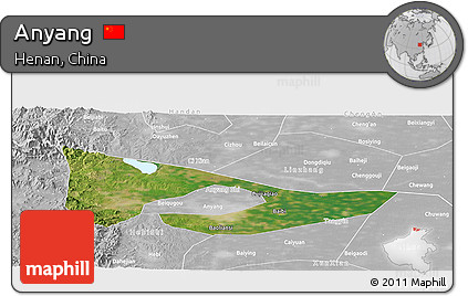 Satellite Panoramic Map of Anyang, lighten, desaturated