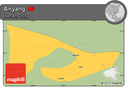 Savanna Style Simple Map of Anyang, single color outside