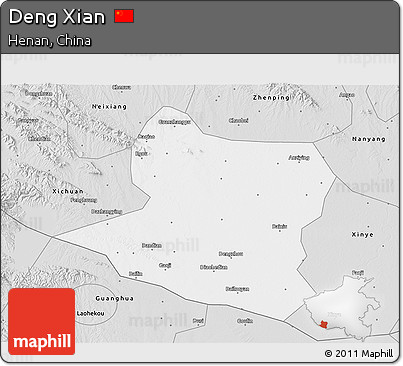 Silver Style 3D Map of Deng Xian