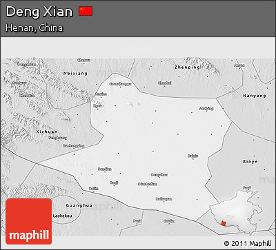Silver Style 3D Map of Deng Xian