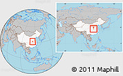 Gray Location Map of Deng Xian, highlighted country, within the entire country
