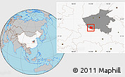 Gray Location Map of Deng Xian, highlighted country, highlighted parent region