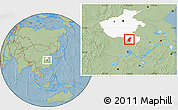 Savanna Style Location Map of Luoshan, highlighted parent region, hill shading
