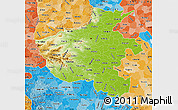 Physical Map of Henan, political shades outside