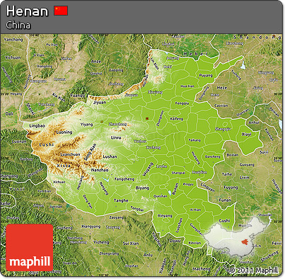 Physical Map of Henan, satellite outside