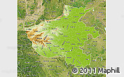 Physical Map of Henan, satellite outside