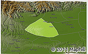 Physical 3D Map of Meng Xian, darken