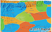 Physical 3D Map of Meng Xian, political outside