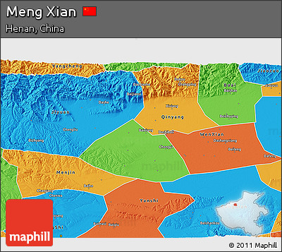 Political 3D Map of Meng Xian