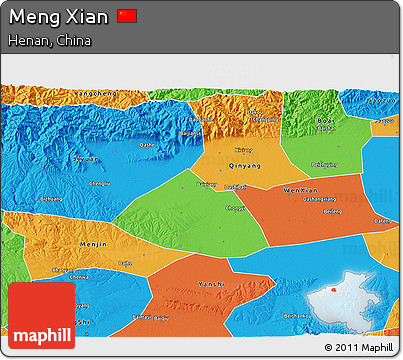 Political 3D Map of Meng Xian