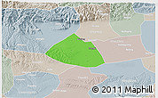 Political 3D Map of Meng Xian, lighten, semi-desaturated