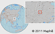 Gray Location Map of Meng Xian, hill shading