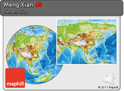 Physical Location Map of Meng Xian, highlighted parent region, within the entire country