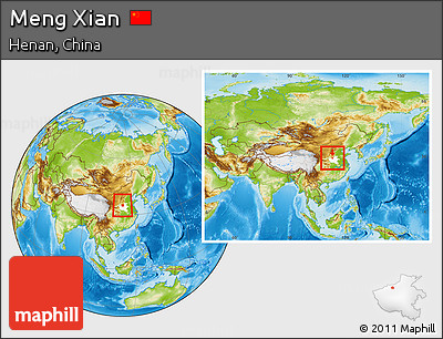 Physical Location Map of Meng Xian, highlighted parent region, within the entire country