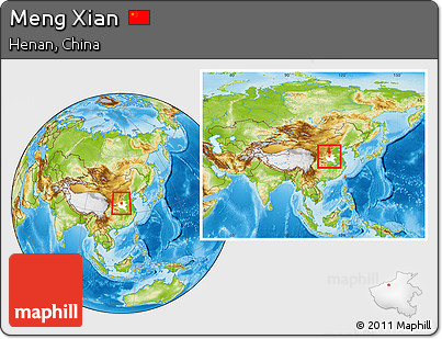 Physical Location Map of Meng Xian, highlighted parent region, within the entire country