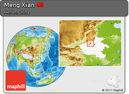 Physical Location Map of Meng Xian, highlighted parent region