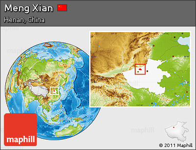 Physical Location Map of Meng Xian, highlighted parent region