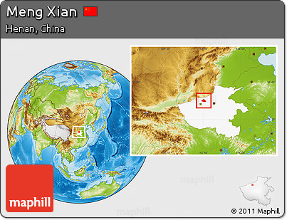 Physical Location Map of Meng Xian, highlighted parent region