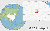 Savanna Style Location Map of Meng Xian, highlighted country