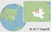 Savanna Style Location Map of Meng Xian, highlighted parent region