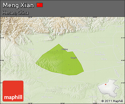 Physical Map of Meng Xian, lighten