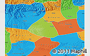 Physical Map of Meng Xian, political outside
