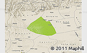 Physical Map of Meng Xian, shaded relief outside
