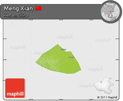 Physical Map of Meng Xian, single color outside