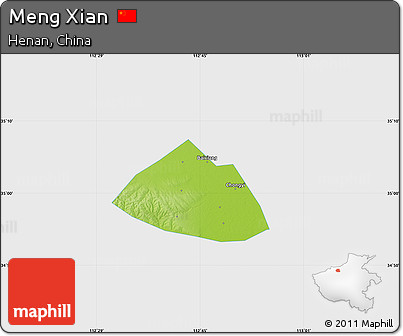 Physical Map of Meng Xian, single color outside