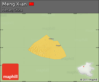 Savanna Style Map of Meng Xian, single color outside